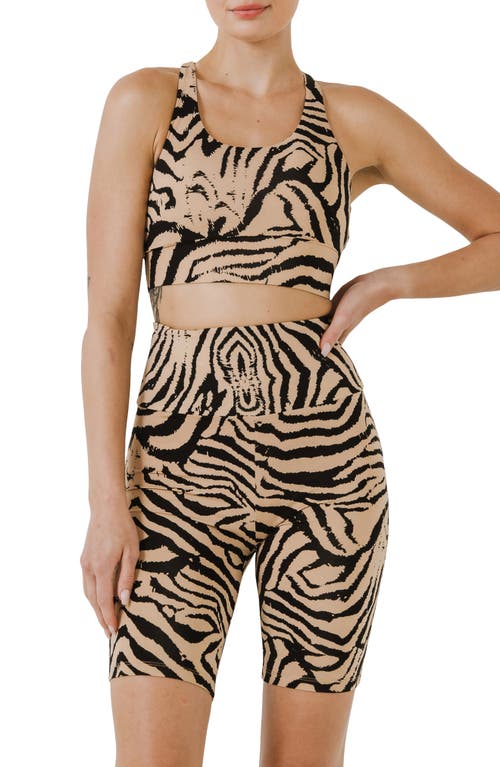 Grey Lab Animal Print Crop Tank In Beige/black