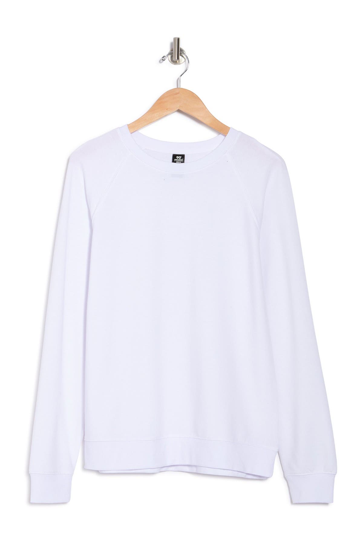 90 Degree By Reflex Terry Brushed Long Sleeve Sweatshirt In White