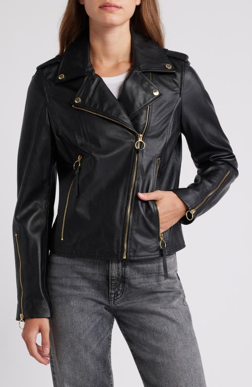 Shop Sam Edelman Leather Moto Jacket In Black