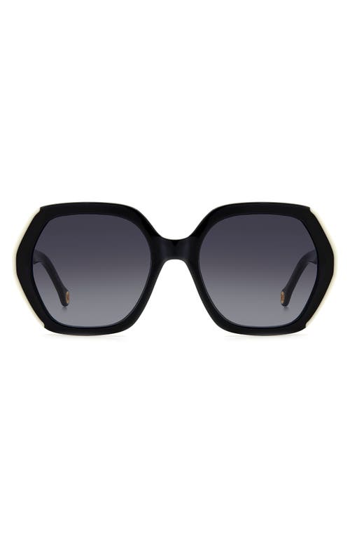 Carolina Herrera 55mm Gradient Square Sunglasses in Black White/Grey Shaded at Nordstrom