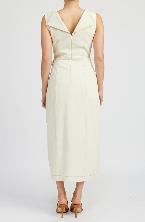 Shop En Saison Areli Denim Faux Wrap Dress In Ivory