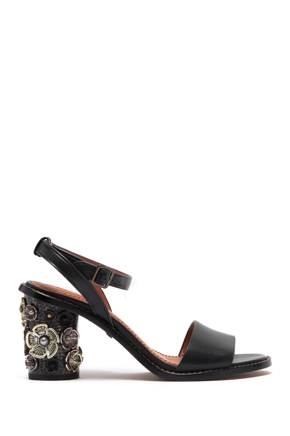 coach mid heel sandal with tea rose