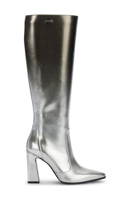 Dkny Soryn Block Heel Knee High Boot In Metallic