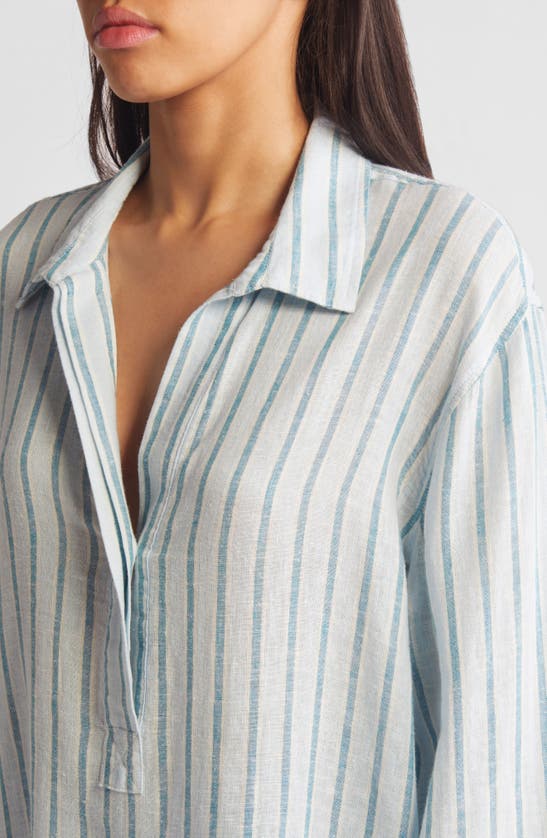 Shop Rails Banks Stripe Linen Blend Popover Shirt In Cambria Stripe