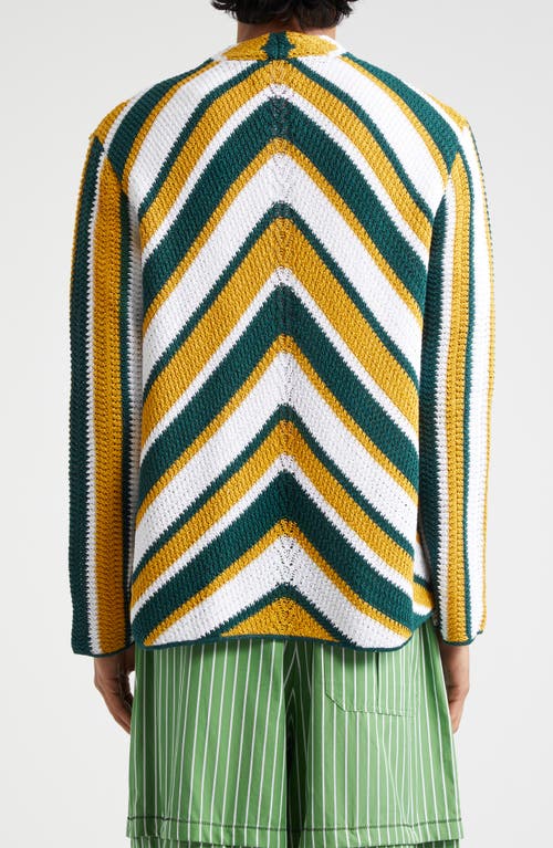 Shop Marni Chevron Stripe Cardigan In Turquoise