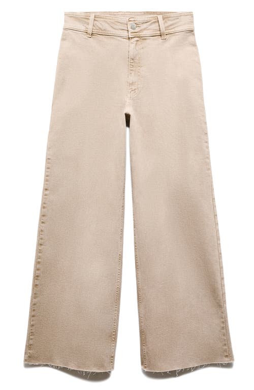 MANGO High Waist Wide Leg Culotte Jeans Sand at Nordstrom,