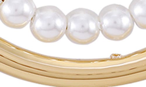 Vince Camuto Imitation Pearl Hoop Earrings In Goldtone