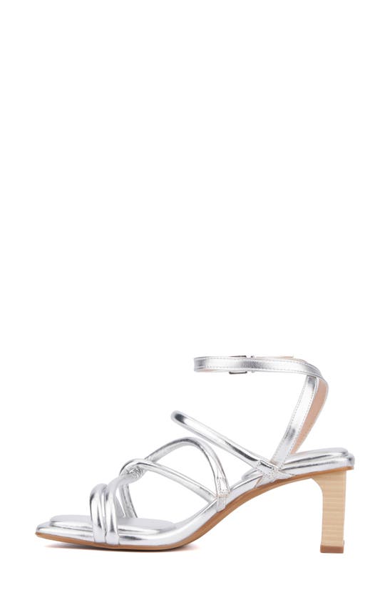 Fashion To Figure Ohara Strappy Block Heel Sandal In Silver
