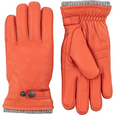 Hestra Utsjo Leather Gloves, Orange