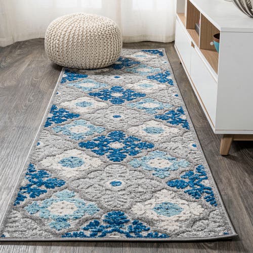 Shop Jonathan Y Cassis Ornate Ogee Trellis Indoor/outdoor Area Rug In Light Gray/blue