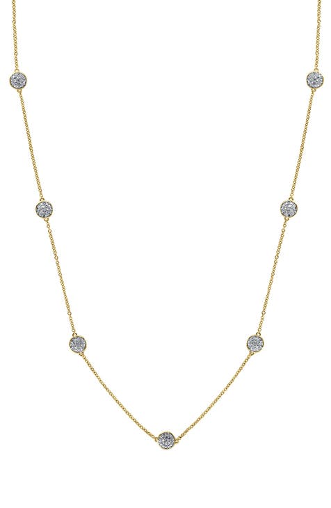 14-Karat Yellow Gold Vermeil Diamond Station Necklace