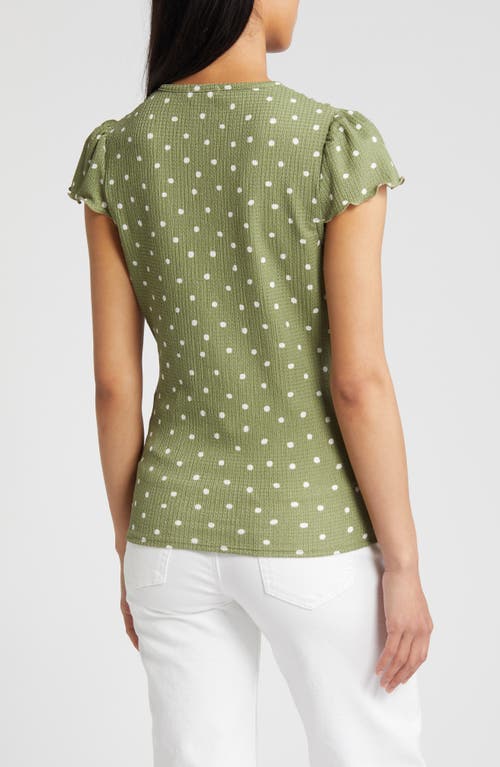 Loveappella Polka Dot Faux Wrap T-shirt In Sage