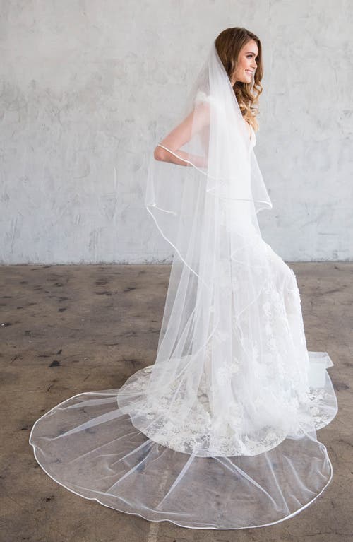 Brides & Hairpins Iven Satin Edge Tulle Chapel Veil in Ivory at Nordstrom