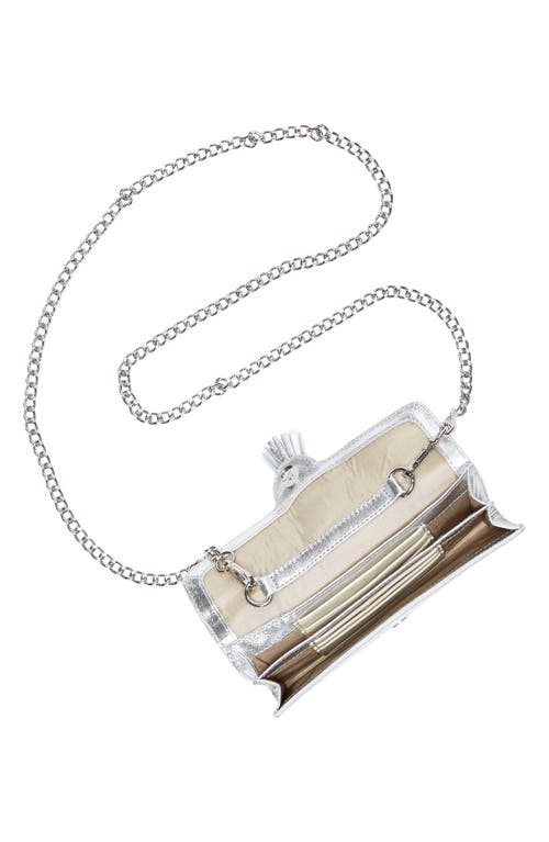 Shop Vince Camuto Maecy Leather Wallet On A Chain In Metallic Silver