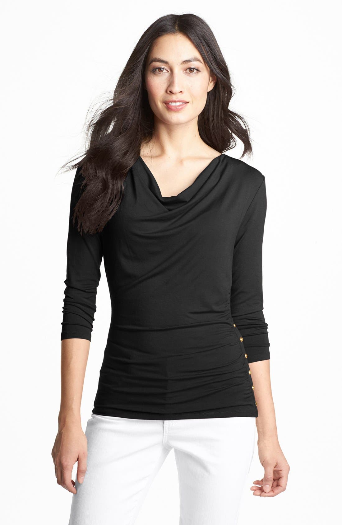 MICHAEL Michael Kors Drape Neck Studded Side Top Nordstrom