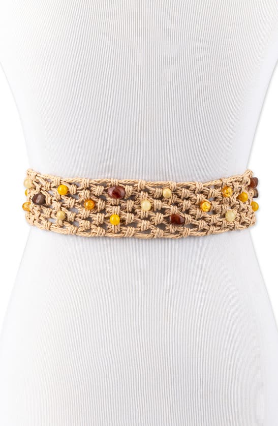 Shop Sam Edelman Bead Raffia Macramé Belt In Natural