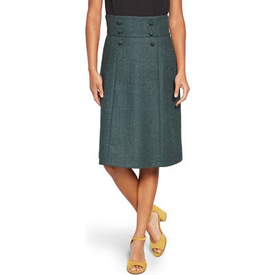 Modcloth Timeless Elements Wool Blend A-Line Skirt, Green