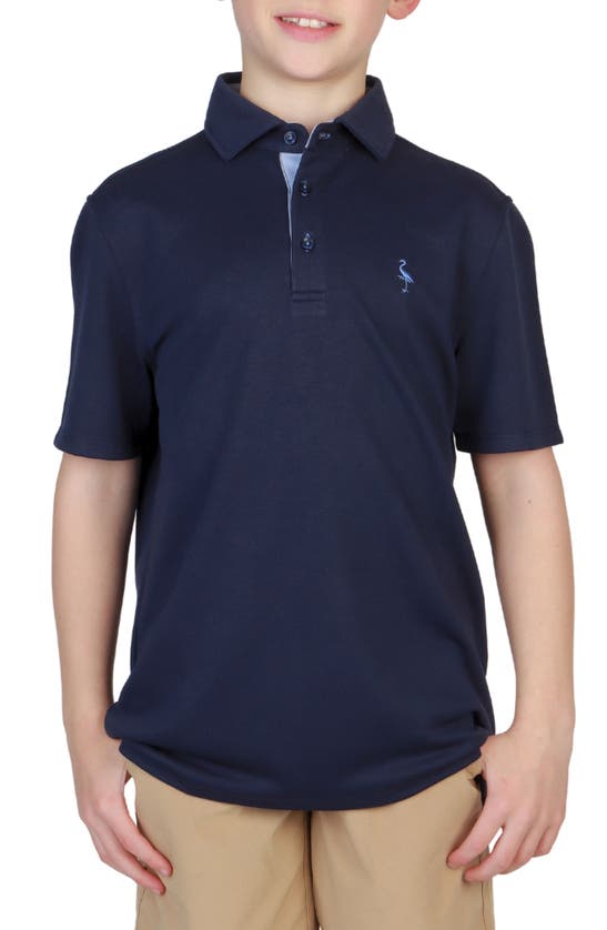 Shop Tailorbyrd Kids' Modal Contrast Trim Polo In Navy