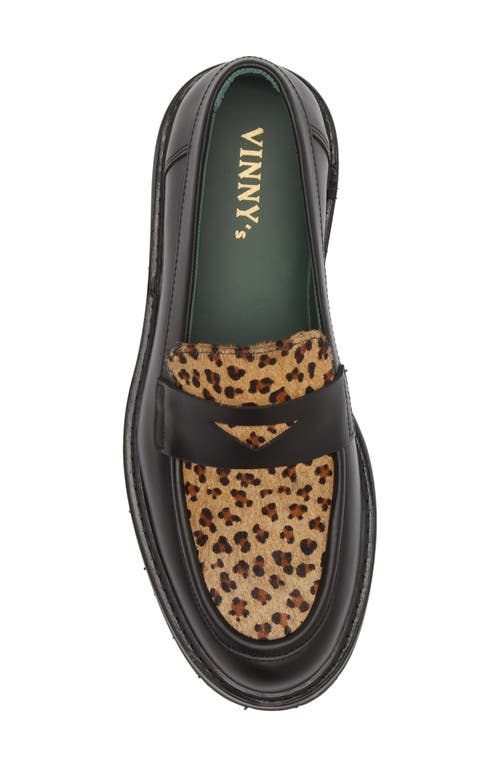 Shop Vinny's Richee Two-tone Lugged Penny Loafer In Black/leopard