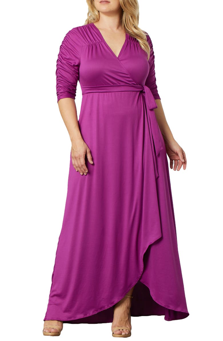 Kiyonna Meadow Dream Wrap Maxi Dress, Main, color, Magenta