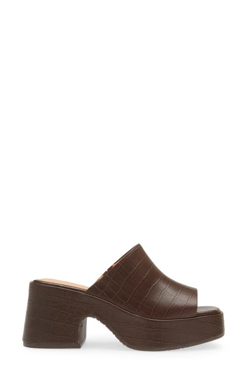 Chocolat Blu Helia Platform Sandal In Brown Embossed Crocodile