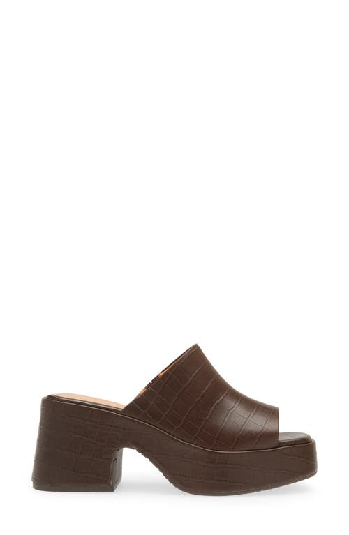 Shop Chocolat Blu Helia Platform Sandal In Brown Embossed Crocodile