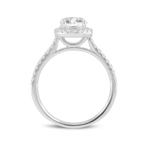 Luvmyjewelry Solstice 14k White Gold Round Cut Lab Grown Diamond Halo Engagement Ring In 14k White Gold