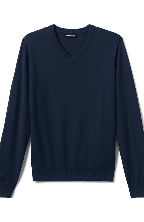 Shop Lands' End School Uniform  Cotton Modal Fine Gauge V-neck Sweater In Classic Navy