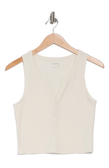 Shop Pacsun Vintage Henley Tank Top In White Sand