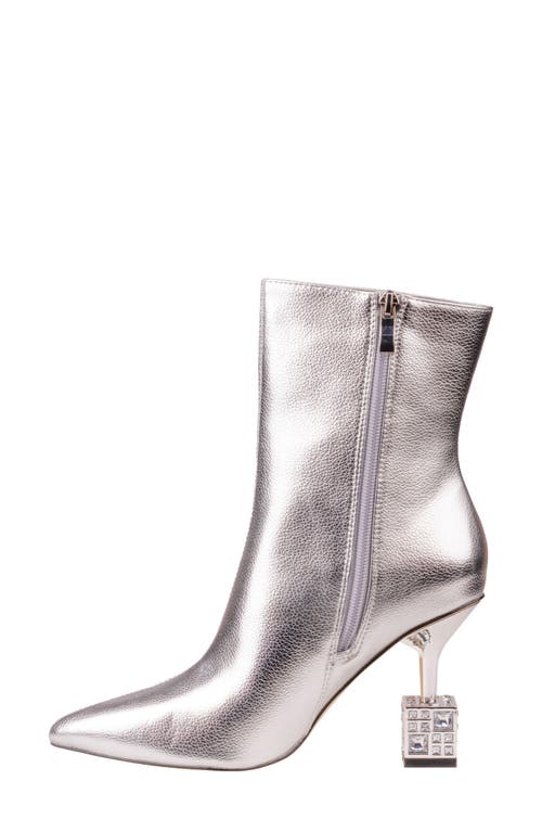 Lady Couture Crown Pointed Toe Bootie In Silver