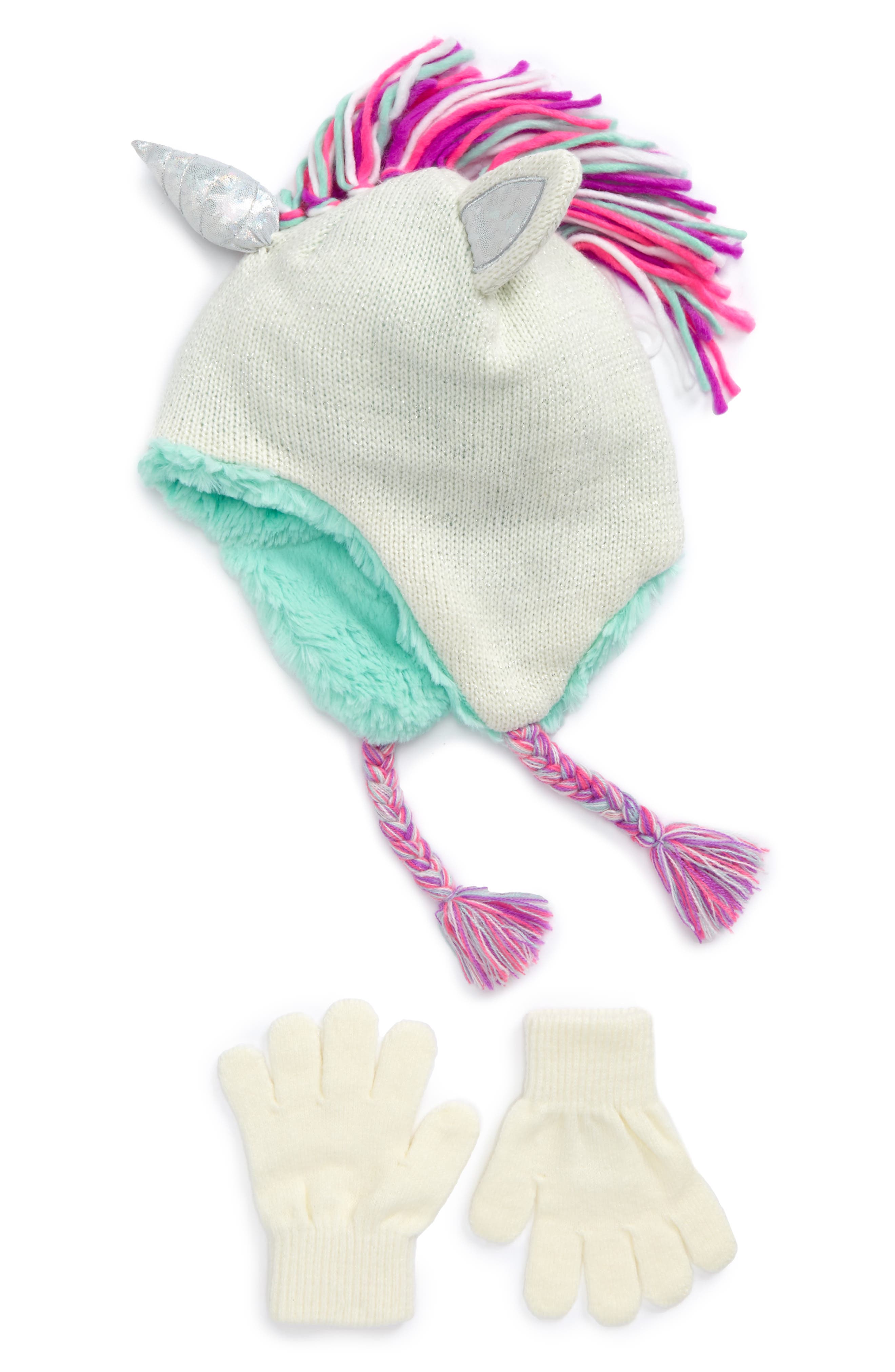 little girls hat and glove set