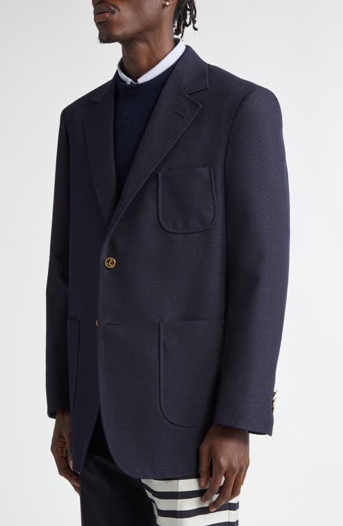 Shop Thom Browne Unstructured Virgin Wool Hopsack Sport Coat In Navy