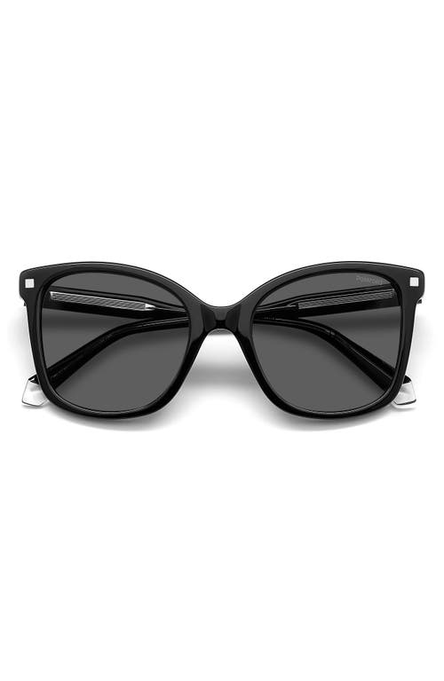 53mm Polarized Square Sunglasses in Black/Gray Polar