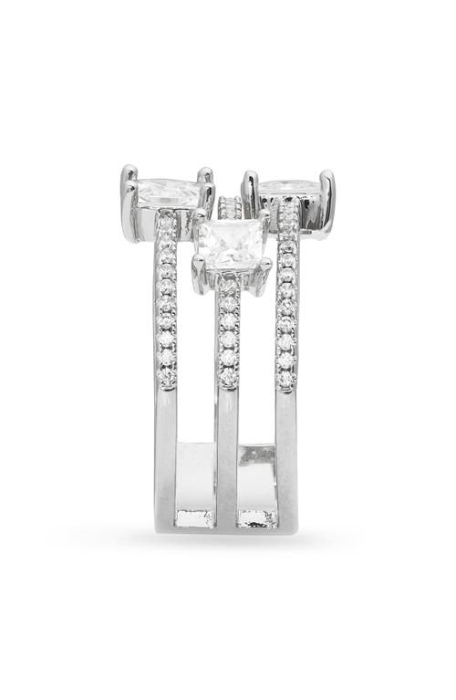 Shop Nordstrom Triple Emerald Cut Cubic Zirconia Ring In Clear- Silver