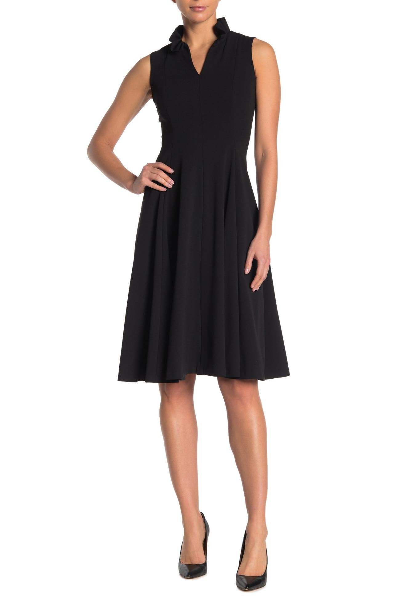 Calvin Klein Ruffled VNeck Fit & Flare Dress Nordstrom Rack