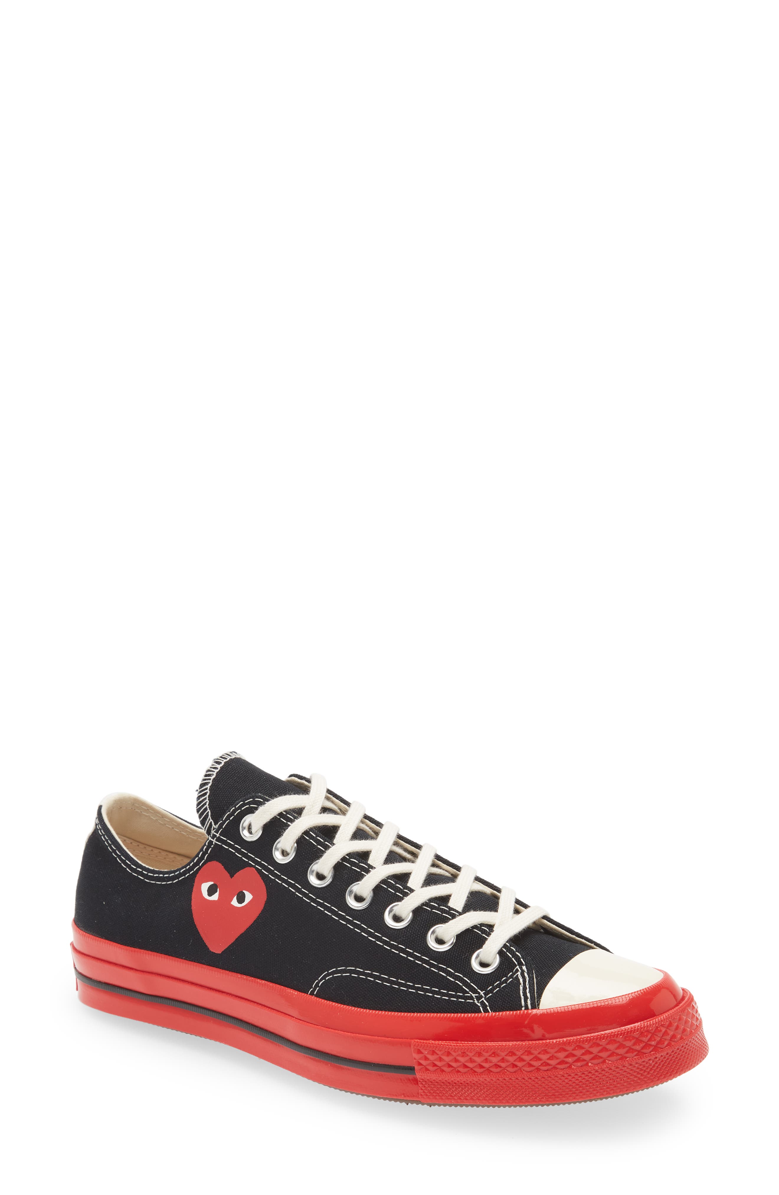 Comme des Garcons PLAY x Converse Chuck Taylor(R) Hidden Heart Red Sole Low Top Sneaker in White