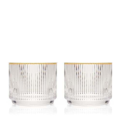 Viski Meridian Crystal Lowball Tumblers In Clear