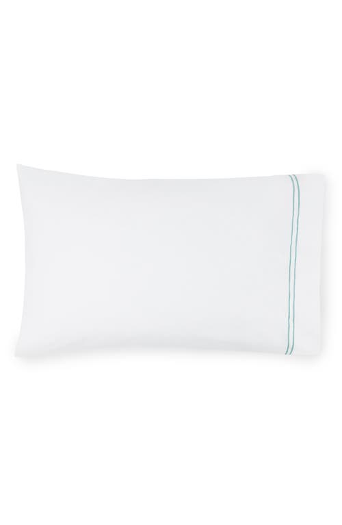 SFERRA Grande Hotel Pillowcase in White/Aqua at Nordstrom, Size King