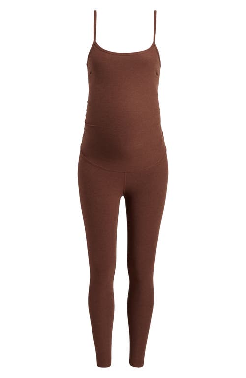 Beyond Yoga Space Dye Maternity Jumpsuit In Bold Mocha Heather