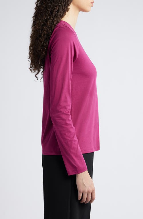 Shop Eileen Fisher Crewneck Organic Cotton Jersey T-shirt In Berry Bloom