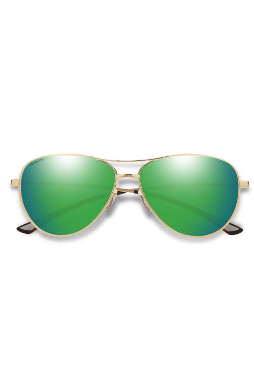 Langley 60mm ChromaPop Polarized Aviator Sunglasses in Gold /Green Mirror