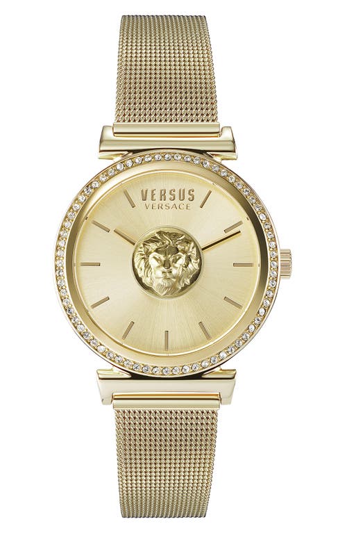 image Versus Versace Brick Lane Mesh Strap Watch, 34mm In Gold/gold At Nordstrom