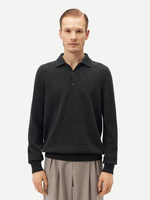 Shop Gobi Cashmere Polo Neck Sweater In Charcoal