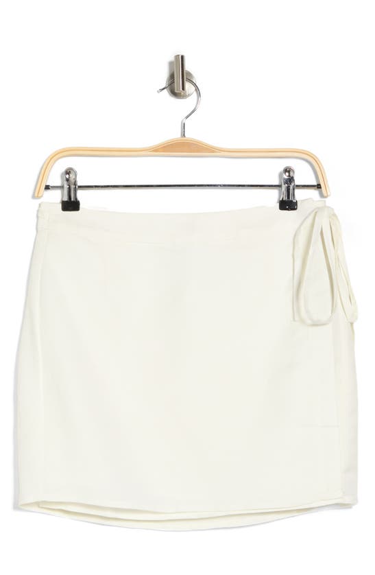 Shop Lulus Updated Chic Linen Blend Wrap Miniskirt In Ivory