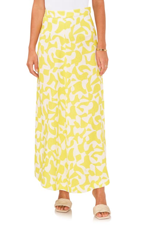 Center Seam Linen Blend A-Line Skirt in Bright Lemon