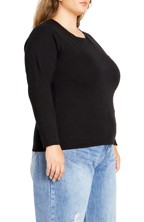 Shop City Chic Noa Long Sleeve Stretch Cotton Top In Black