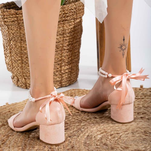 Forever & Always Shoes Women's Neutrals Illy - Coral Suede Sandals With Pearls In Coral Pink