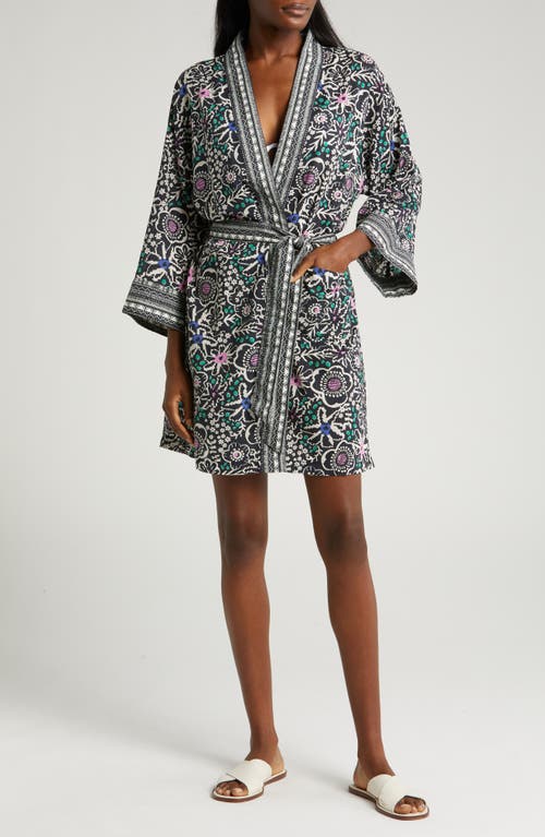 Sienne Floral Print Cover-Up Wrap in Black Floral