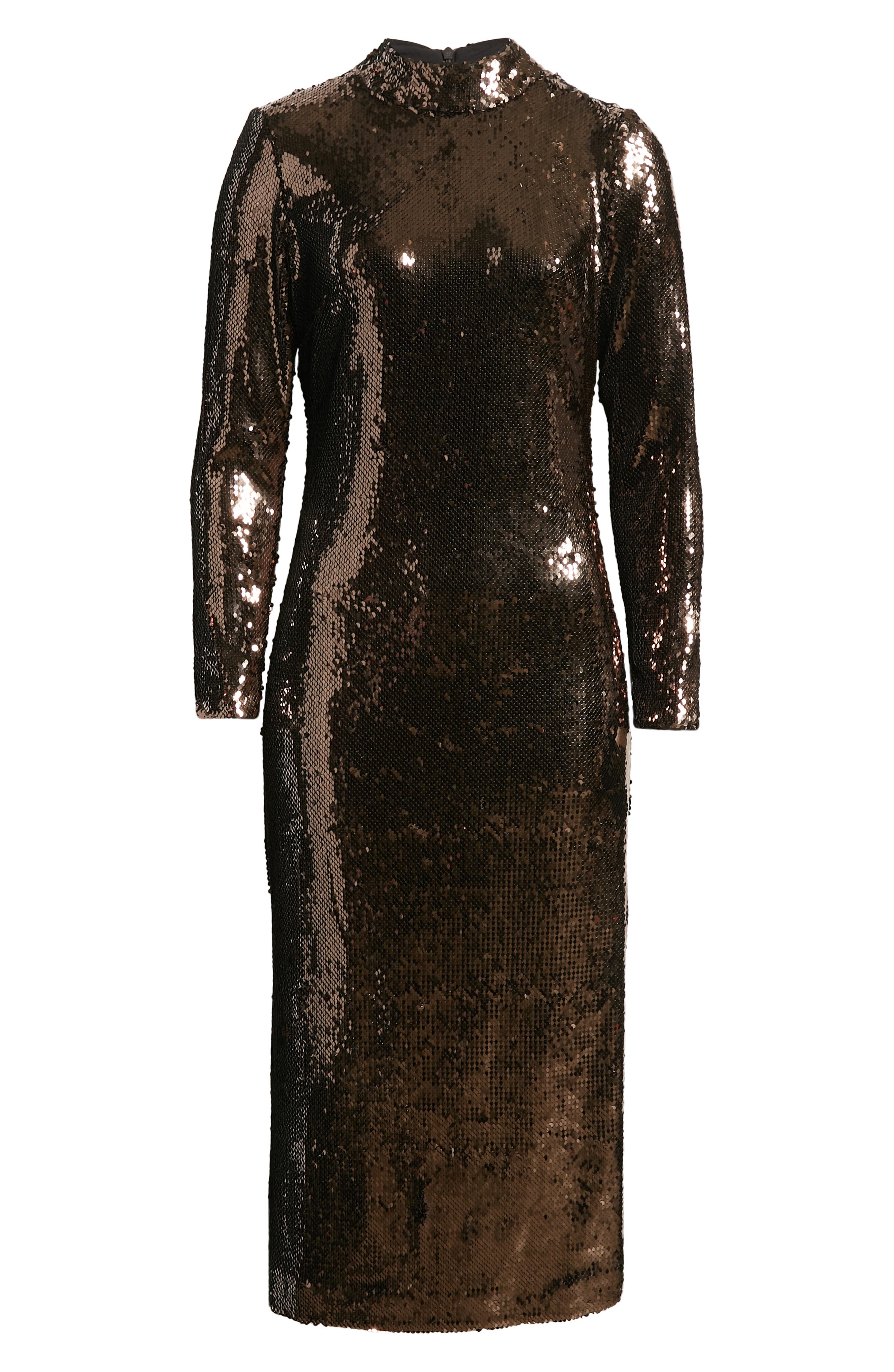 Ted Baker London Brooklyn Sequin Long Sleeve Midi Dress in Dark Brown |  Smart Closet