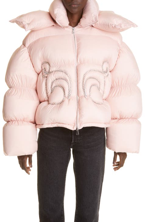 Women S Pink Puffer Jackets Down, Pink Coat Fur Hood Ladies
